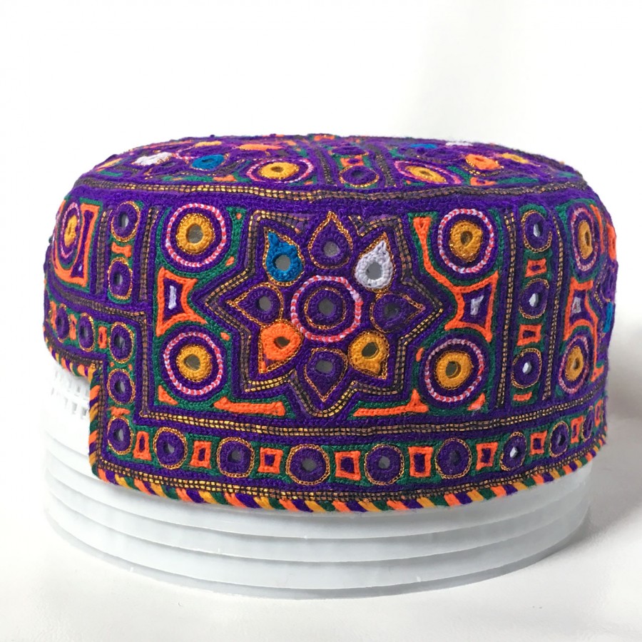 Purple (Bhegani) Mutlicolor Bugti / Balochi Cap or Topi MKC-869